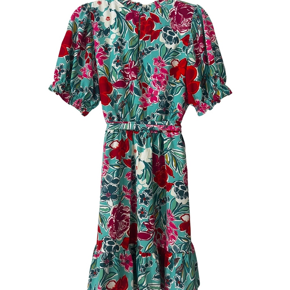 THML Floral Midi Dress - Red and Green - Picture 2 of 5
